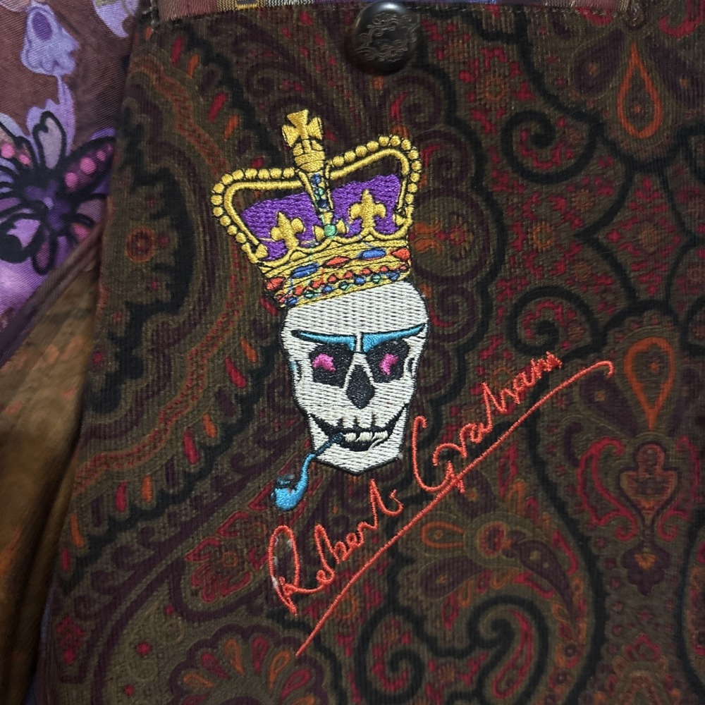 Robert Graham Men's Paisley Corduroy Silk Blazer Sport Coat Jacket Skull‎ Rare - Picture 8 of 16